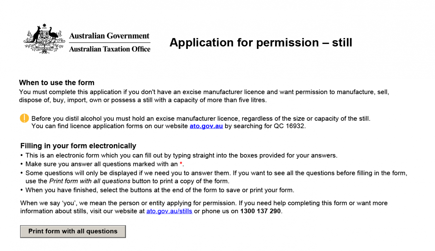 How Much Does A Distilling License Cost In Australia? 2 Image of ATO application to own a still