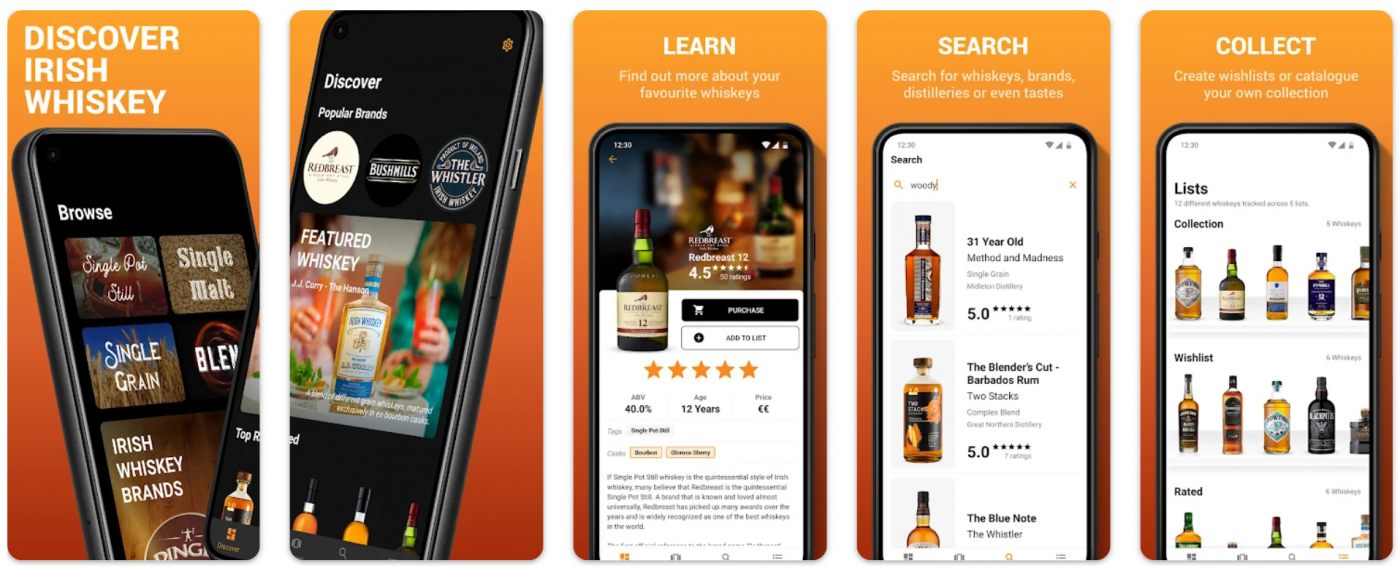 Image of Irish whiskey app whiskey journal screenshot